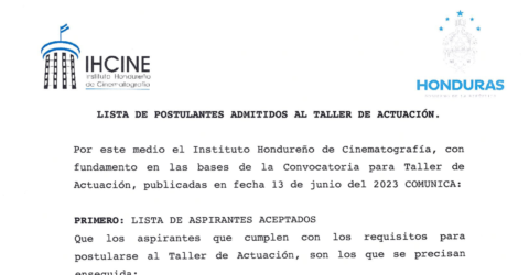 Lista de postulantes admitidos al taller de actuación