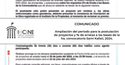 Prórroga del periodo de postulación y fe de erratas a las bases de la 1ra. convocatoria Sami Kafati, 2024.